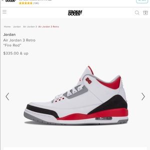 Jordan's retro 3 fire red cement men's size 12